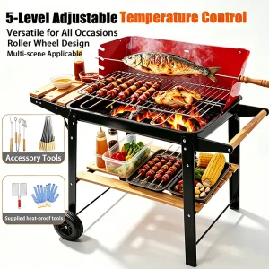 5-Speed Cart-Style Charcoal Grill